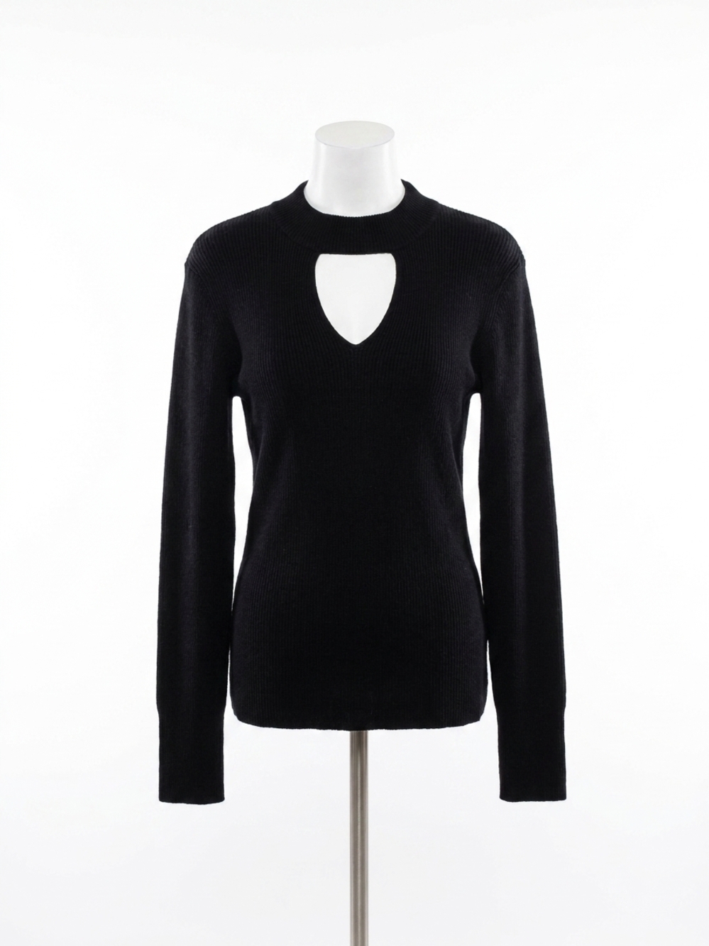 NEW MINNIE ROSE women's key hole sweater in black